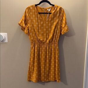 Francesca's Collections Mustard Patterned Mini Dress